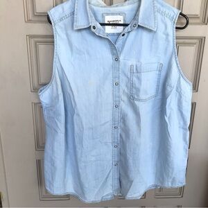 Arizona Jeans Plus Junior  Sz1X Sleeveless Jean Shirt Slit Back